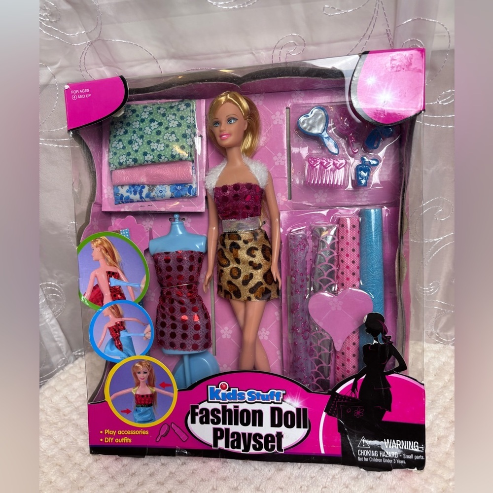Kids Stuff Fashion Doll Playset - Pink & Leopard Outfit